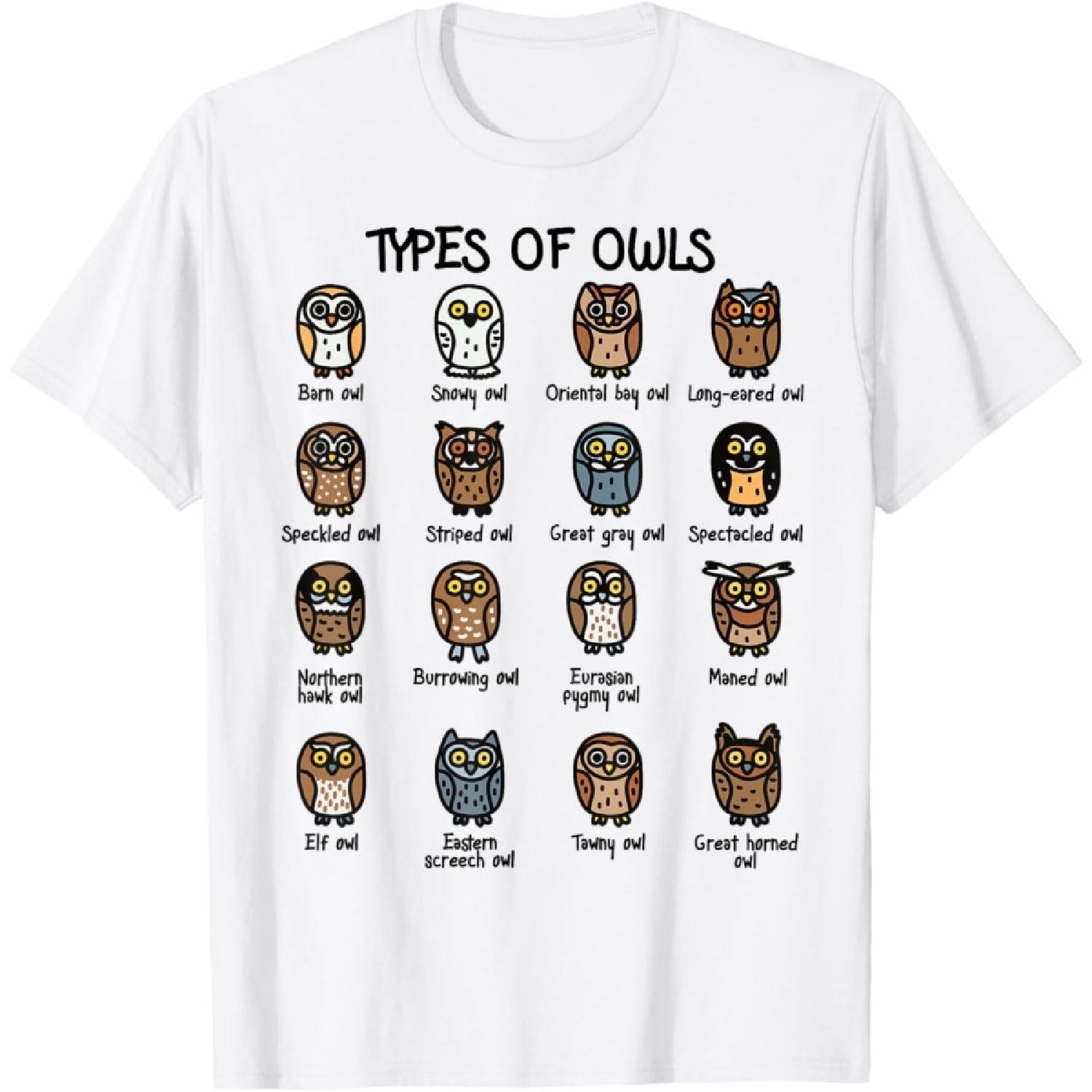 Types of Owls Collection For Cute Owl Lover T-Shirt S