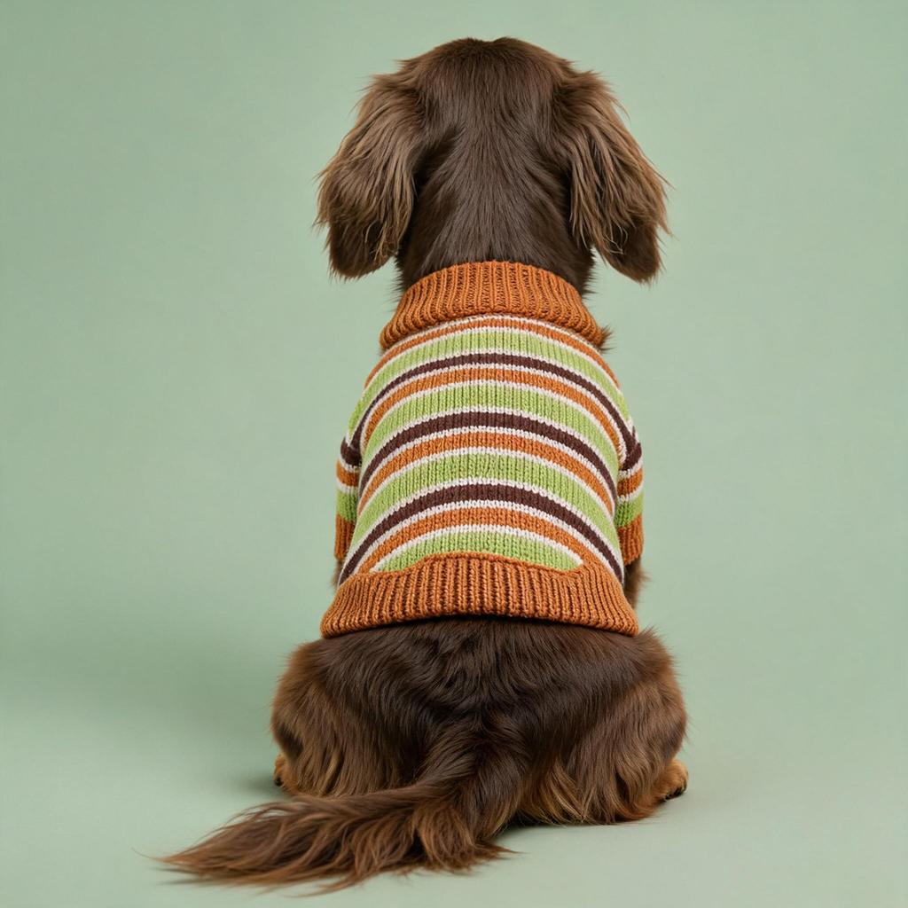 Pet Autumn and Winter Contrasting Striped Pet Sweater High Neck Winter Knitted Top Dog Christmas Clothes