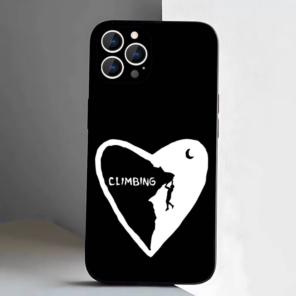 Climbing Phone Case Silicone Soft For IPhone 17,16,15,14,13,12,11,Pro,Max,Plus,E,Air,Mini Black