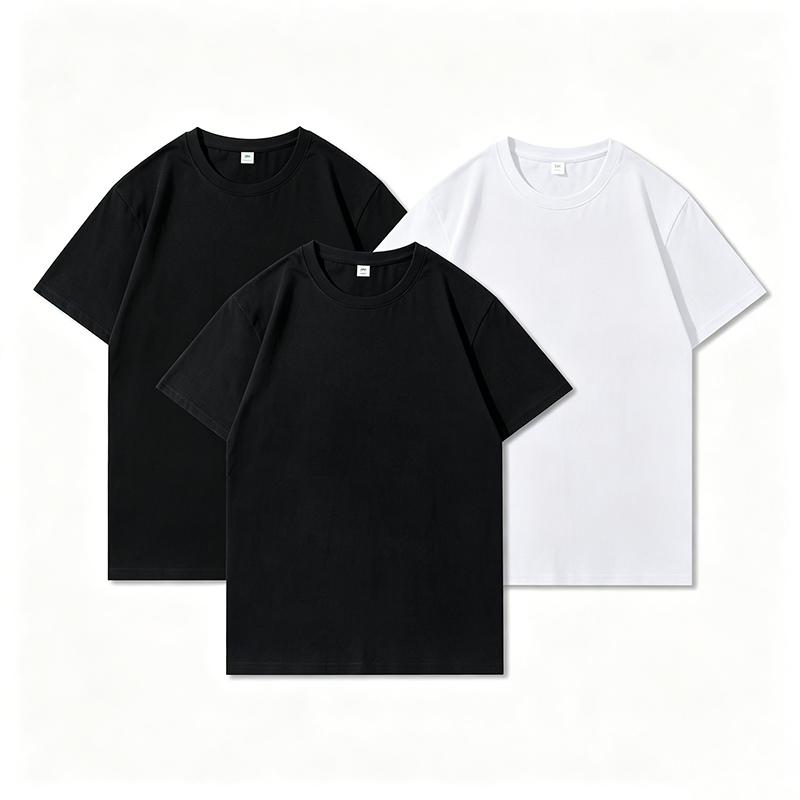 3PCS Summer Cotton T-shirt Men Women T-shirts Fashion Harajuku Short-sleeves Solid Color Tops