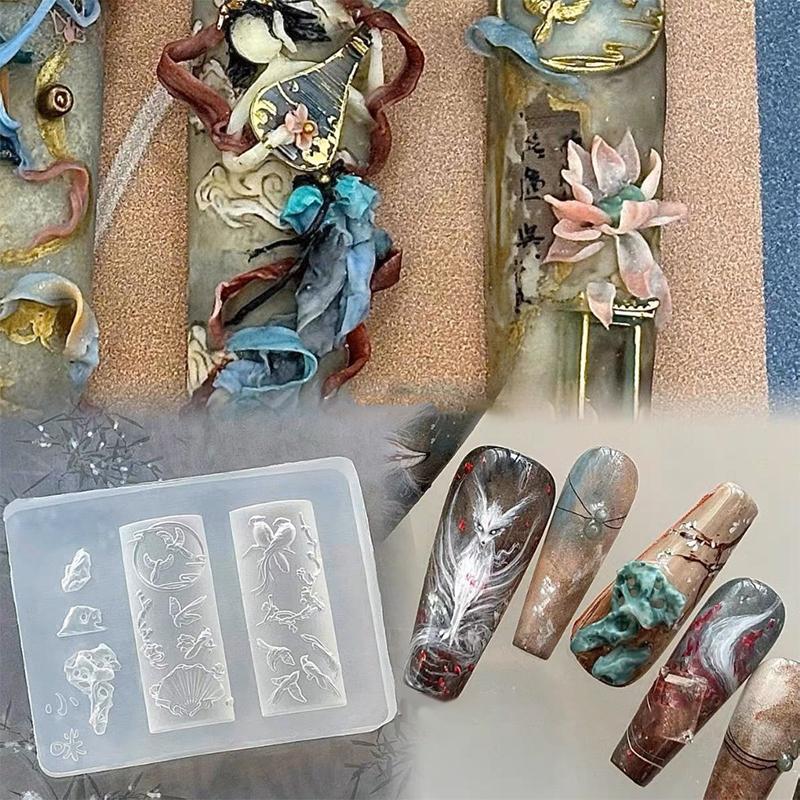 DIY Silikon Nagelform 3D Neunschwänziger Fuchs Dreidimensionale Nail Art Dekorationen Kreative Nagelform Klare Nagelwerkzeuge