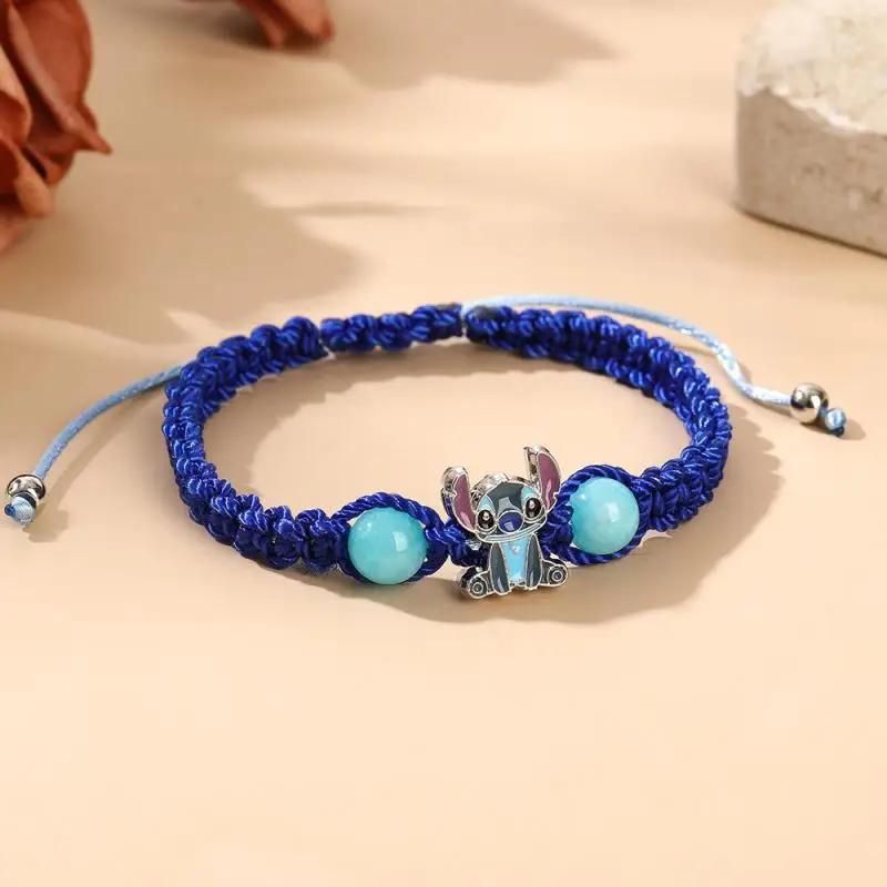 Entzückendes Stitch Cartoon Gewebtes Armband Figurenmuster Armband Geschenk Verstellbare Schnalle Armbänder für Kinder Mädchen Geburtsdatum Geschenk