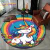 3D Niedliches Einhorn Cartoon Mädchen Geschenk Runder Teppich Teppich für Wohnzimmer Schlafzimmer Kinder Spielzimmer Dekor, Haustierbereich Teppich Rutschfeste Bodenmatte