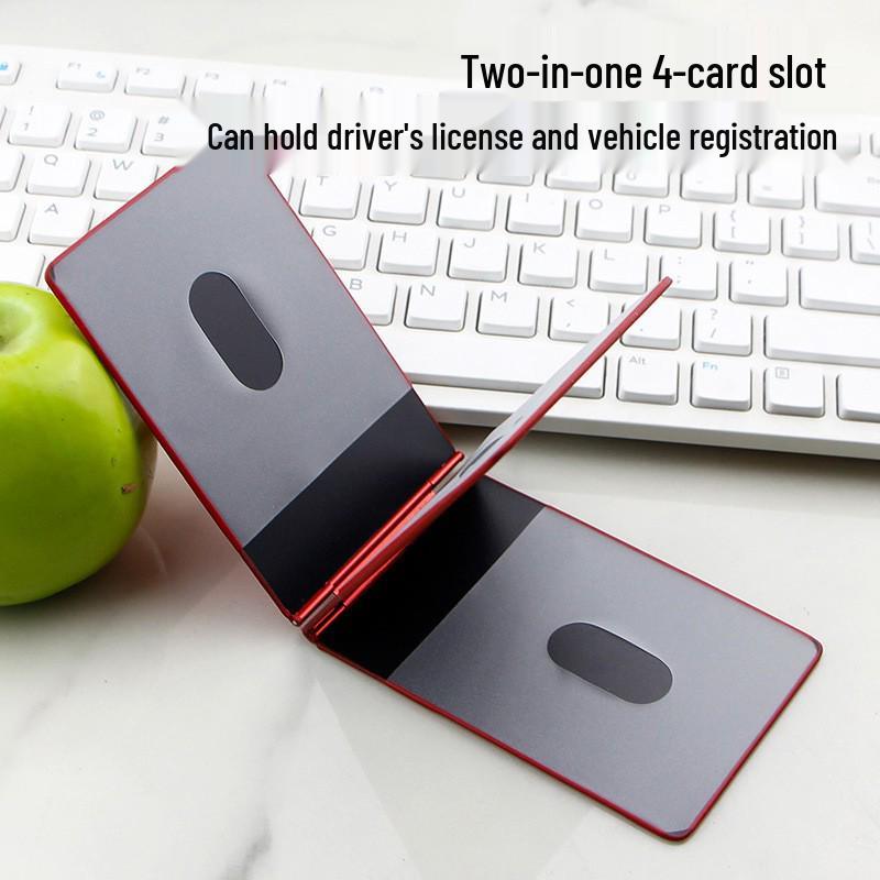 Aluminum Alloy Driver's License & Vehicle Card Holder: Ultra-Thin, High-End Case with Four Slots, Two-in-One Design, Creative and Stylish.