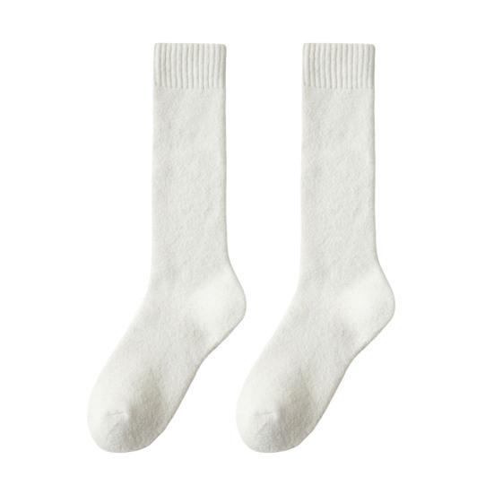 1 Pair Women Winter Socks Thickened Plush Knee Length Long-tube High Elasticity Wrapping Anti-slip Floor Socks Comfort Warmth Sleeping Stockings