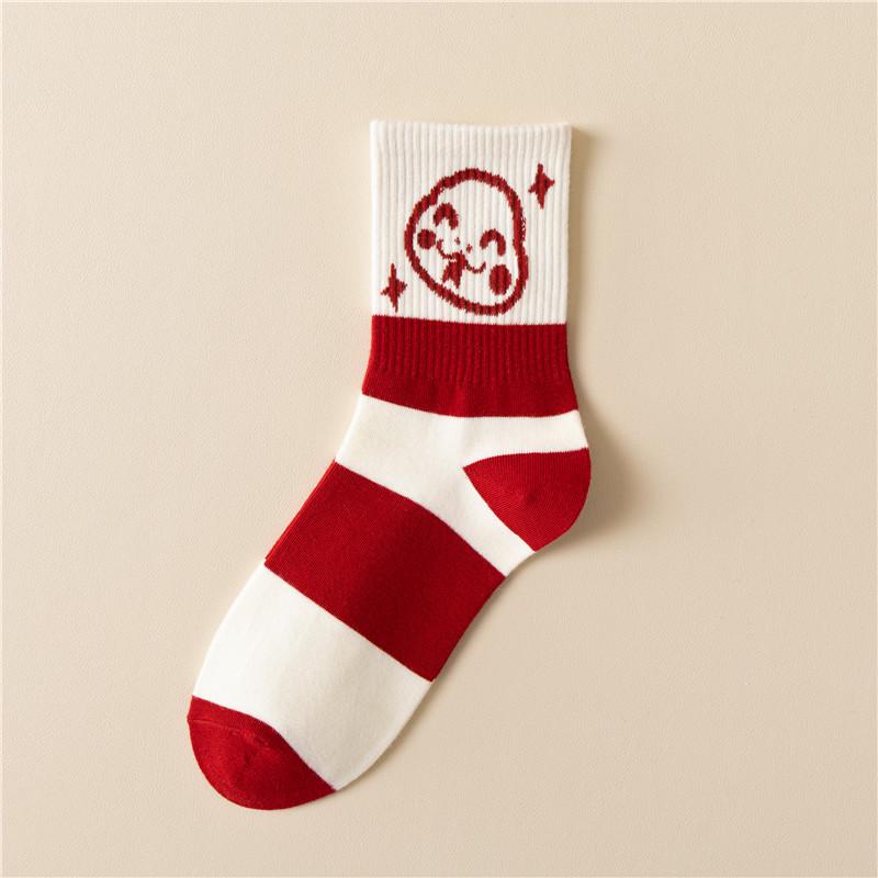 "Șosete Zodiac Șarpe Roșu Anul Nou Lunar 2025 - Bumbac Unisex Tub Mediu pentru Toamnă/Iarnă, Cutie Cadou Noroc"