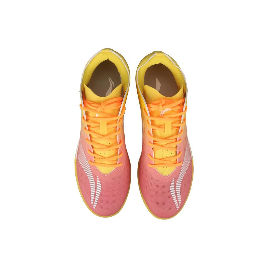 Li Ning PU Fabric Studded Non-Slip Durable Football Shoes Men Football Shoes Red Orange Yellow ASTR019-6