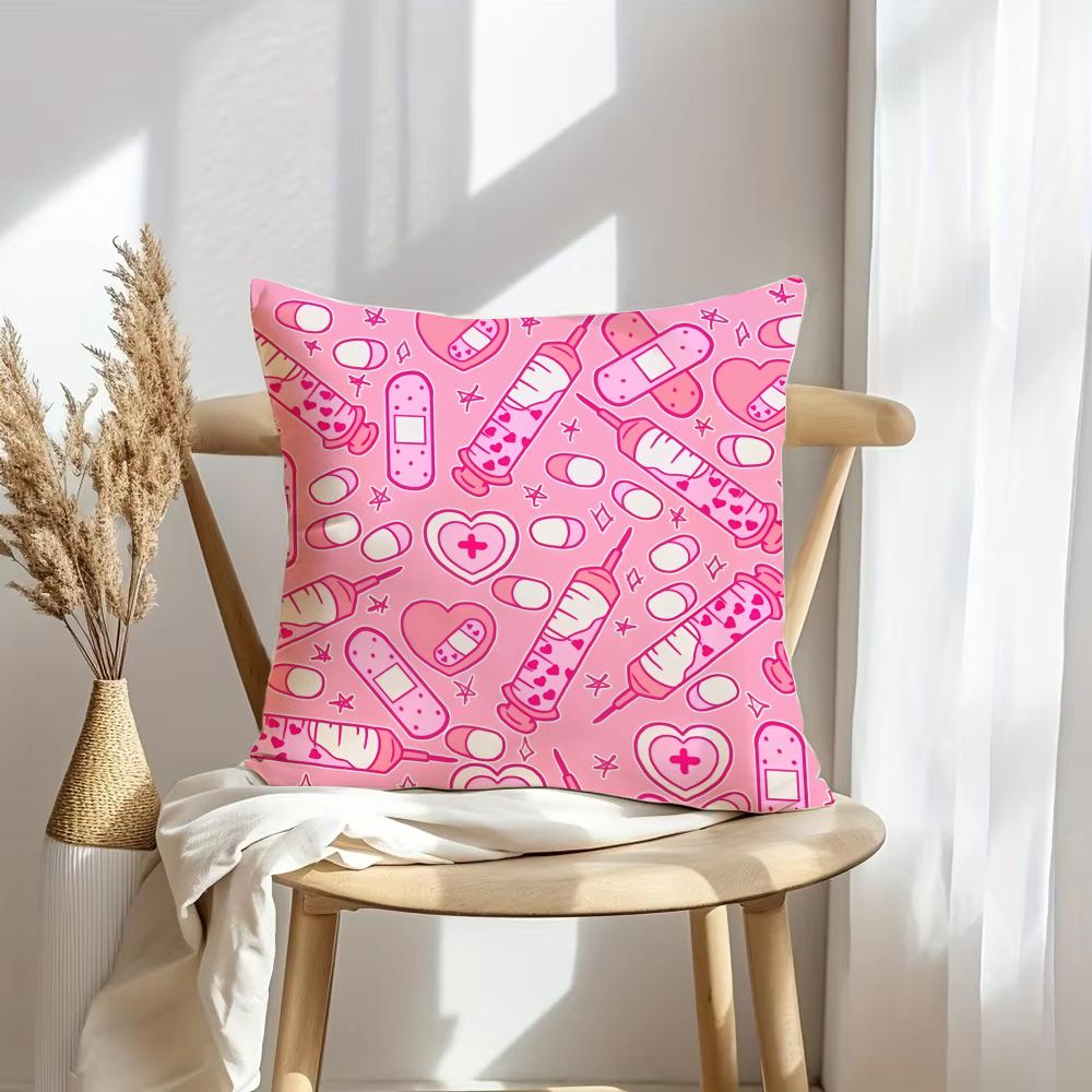 Nurse Ecg Cushion Cover Soft Plush Throw Pillow Cover | Double-Sided Decorative Cushion Case | Sofa Bedroom Home Decor