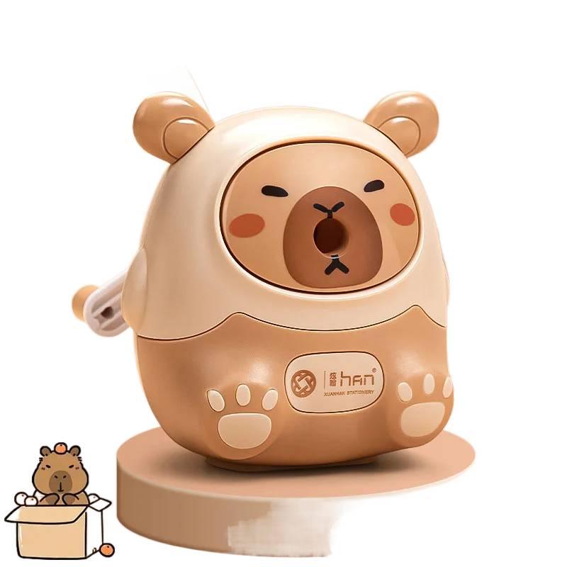 Hand Cranked Cartoon Capybara Pencil Sharpener Automatic Lead Feeding Anti Sticking Mechanical Tool Ideal for Students