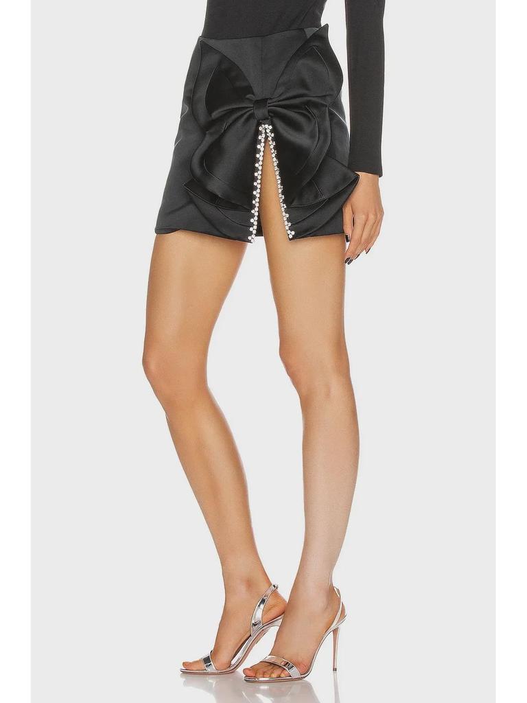 Shisanhang 2024 Summer Skirt: Exaggerated Bow, Crystal Accent, Slit Detail, Short Style