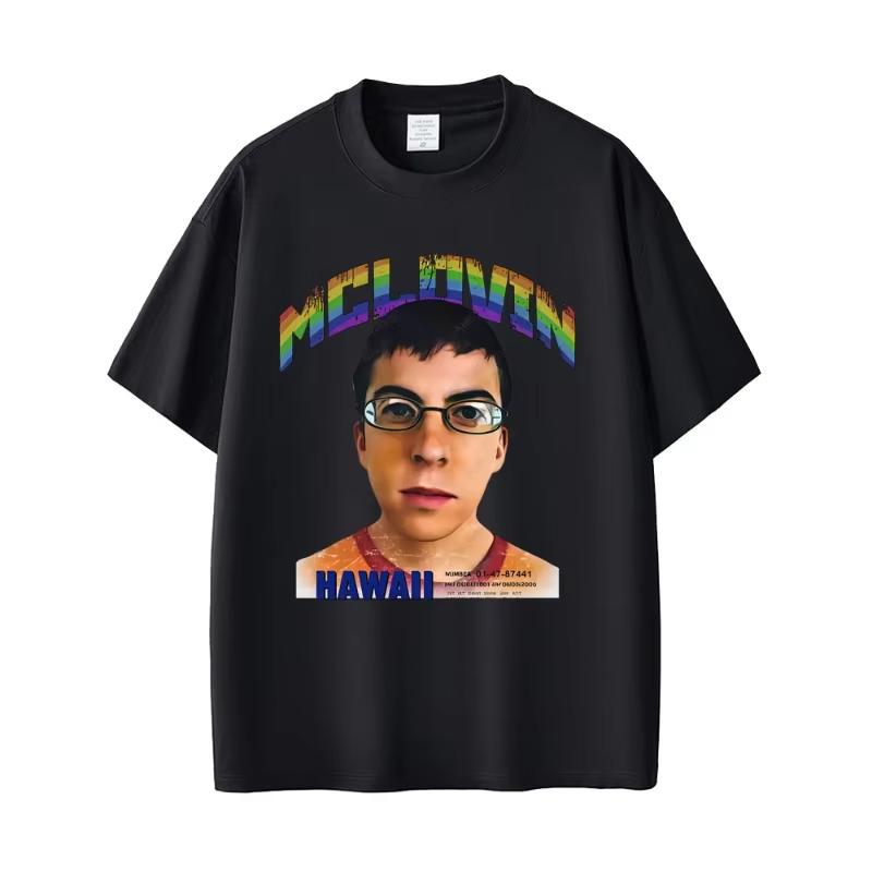 

Funny McLovin Mugshot 100%cotton Men s Shirt O-Neck Short Sleeved Hip Hop Women s Y2k Vintage Harajuku Graphics Tshirt - Men ... S