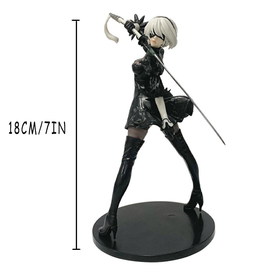 18CM NieR:Automata 2B Anime Figur Spielzeug PVC Sammlermodell Puppe Statuette Ornament Geschenk