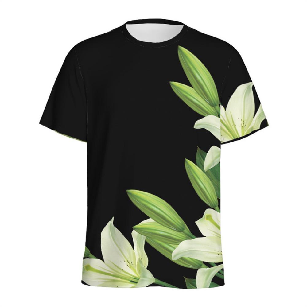Lily Floral Graphic T Shirts 3D Printed Flower T-shirt For Men Summer Street Short Sleeve Tops Women Kids Round Neck Tee Shirt