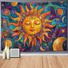 1 Piece Tarot Sun Decorative Print Tapestry for Room Wall Decoration, Made of Polyester Fabric and Thin Peach Skin Suede