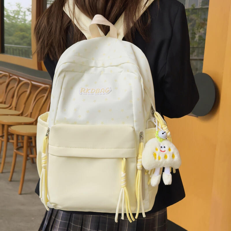 Color Contrast Backpack Women's Star Backpack Student Schoolbag