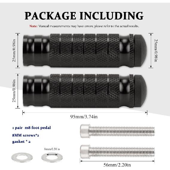 XINGWU Universal M8 Foot Pegs Bike Pegs CNC Anti-Skid Footpegs for Super 73 Yamaha Honda Suzuki Aprilia Electric Car Motorbike Scooter Mini Bike