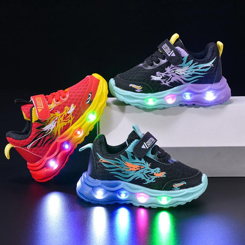 Fashion Girls Shoes Spring New LED Kids Light Shoe Soft Soled Boys' Shoes Anti Slip Child Sports Shoes Simple Girl Casual Shoe