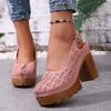 Women Sandals Breathable Hollow Closed Toe Sandals Plus Size Round Toe High Heel Shoes Women Designer Shoes  De