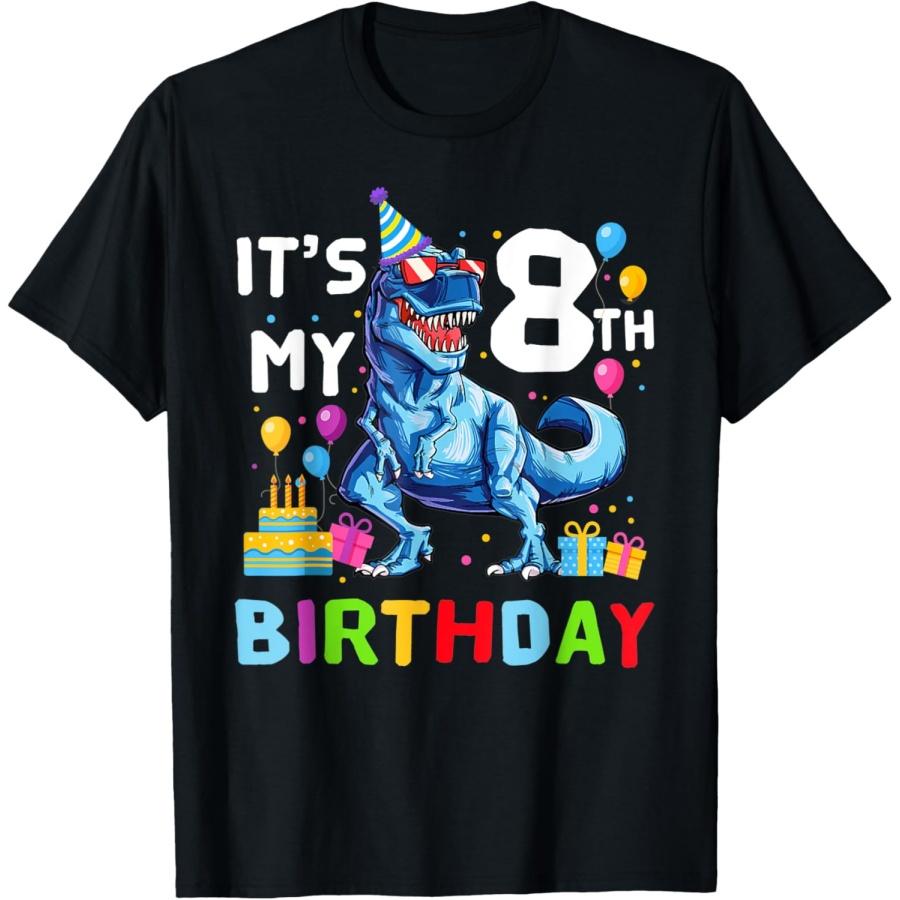 Kids It s My 8th Birthday Happy 8 Year T-Rex T-Shirt XXXXXL чёрный