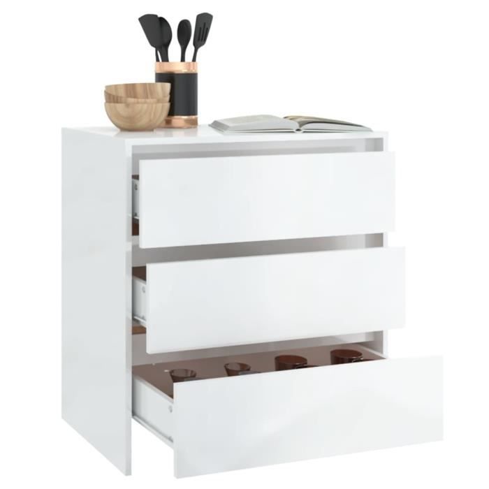 809752 vidaXL Buffet Blanc brillant 70x41x75 cm Aggloméré