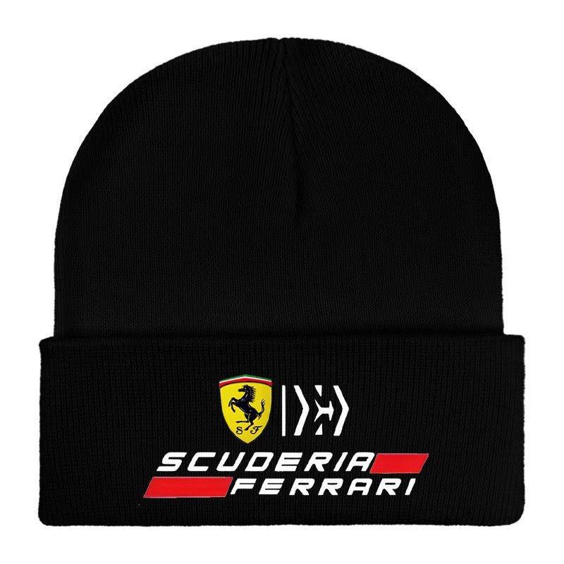 Trendy Cold Hats Unisex Beanie Autumn Winter Windproof Soft Warm Knitted Cap Men Women Skull Cap Hats Beanies For Ferrari Logo