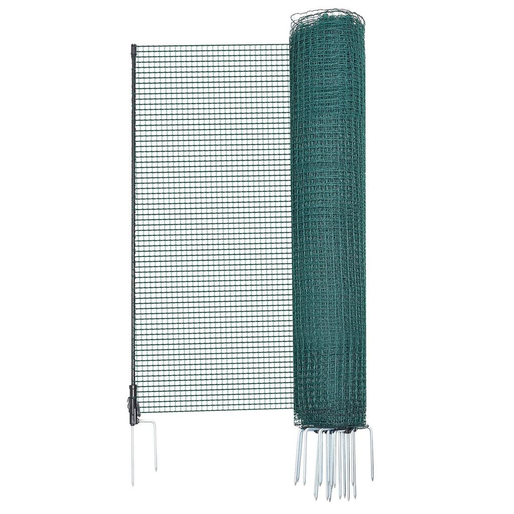 Temporary Fence with Posts, 1.2 X 20m Plastic Mesh Fencing, Garden Safety Fences Netting with Double-Spike Stakes & Guy Ropes, Temporary Fence for