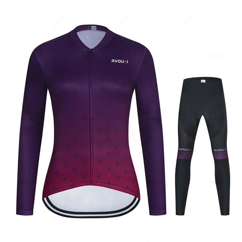 Cycling Clothing Women Long Sleeve Jersey Suit Outdoor Riding Bike MTB Cycling Jersey Bib Pants Set 2026 Autumn Breathable Cycling Suit Set