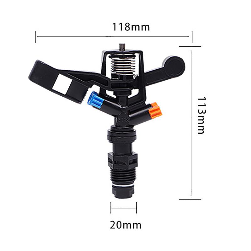 Aspersor rotativ pentru udarea grădinii, duză cu balansoar din plastic, pentru irigare, aspersor pentru gazon cu conector tată de 1/2 inch