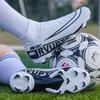 2025 Blue Socks Style Mid Men Football Boots Outdoor Football Field Boots Men Soccer Cleats Anti-slip Training Sneakers