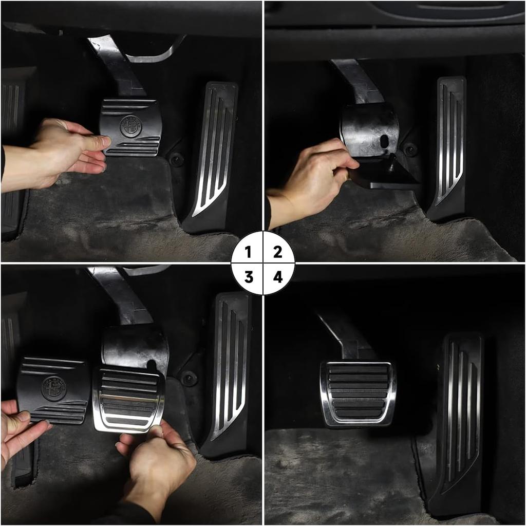 TOYCIDFG Pedals Cover Set Non-Slip Accelerator and Brake Pedals Cover Compatible with Alfa Romeo Giulia Stelvio 2017-2021 and Maserati Grecale, Car