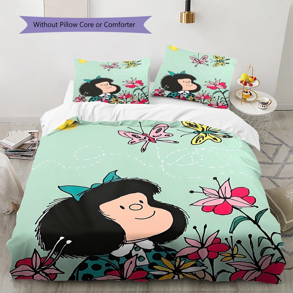 

Mafalda Pattern Bedding Quilt Set Quilt Cover Pillowcase Home Decoration Gift (1 * duvet cover + 2 * pillowcase, without core) 140x200cm