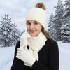 3Pcs/Set  Woolen Hat Cold Proof Knitted Scarf Fashion Scarf Hat Gloves Set  Cycling