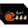 4/6pcs Set Halloween Placemats with Spooky Pumpkin and Patterns, Seasonal Daily Holiday Decor, Suitable for Home Kitchen, Dining Room, Parties, Indoor