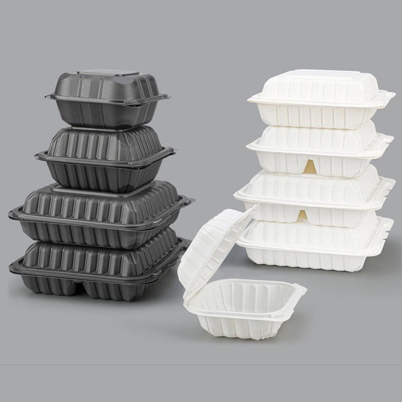 5Pcs Disposable Clamshell Food Container 3 Compartment Lunch Box Leakproof Microwavable Takeaway Box For Restaurant Meal Prep