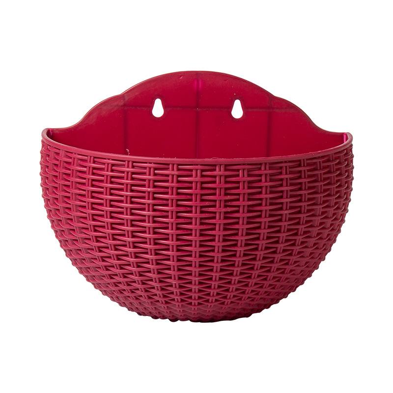 1Pc European Style Wall Hanging Half Round Flowerpot Imitation Rattan Planter for Balcony Outdoor Decor