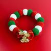 Christmas Pet Collar with Bell & Bow, Red Green White Plush Ball Design, Festive Holiday Accessory for Cats & Small Dogs