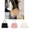 Solid Color Plush Handbag With Zipper And Chain For Women