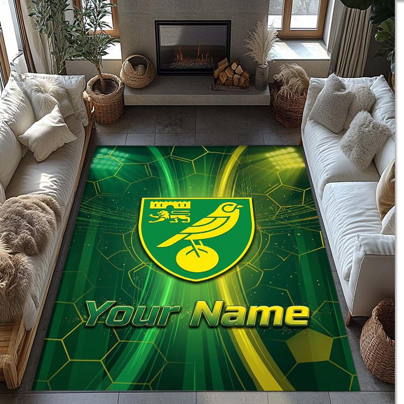 Norwich City Printed Crystal Velvet Rug Non‑Slip Crystal Velvet Carpet For Sofa Bedroom Indoor Home Decoration