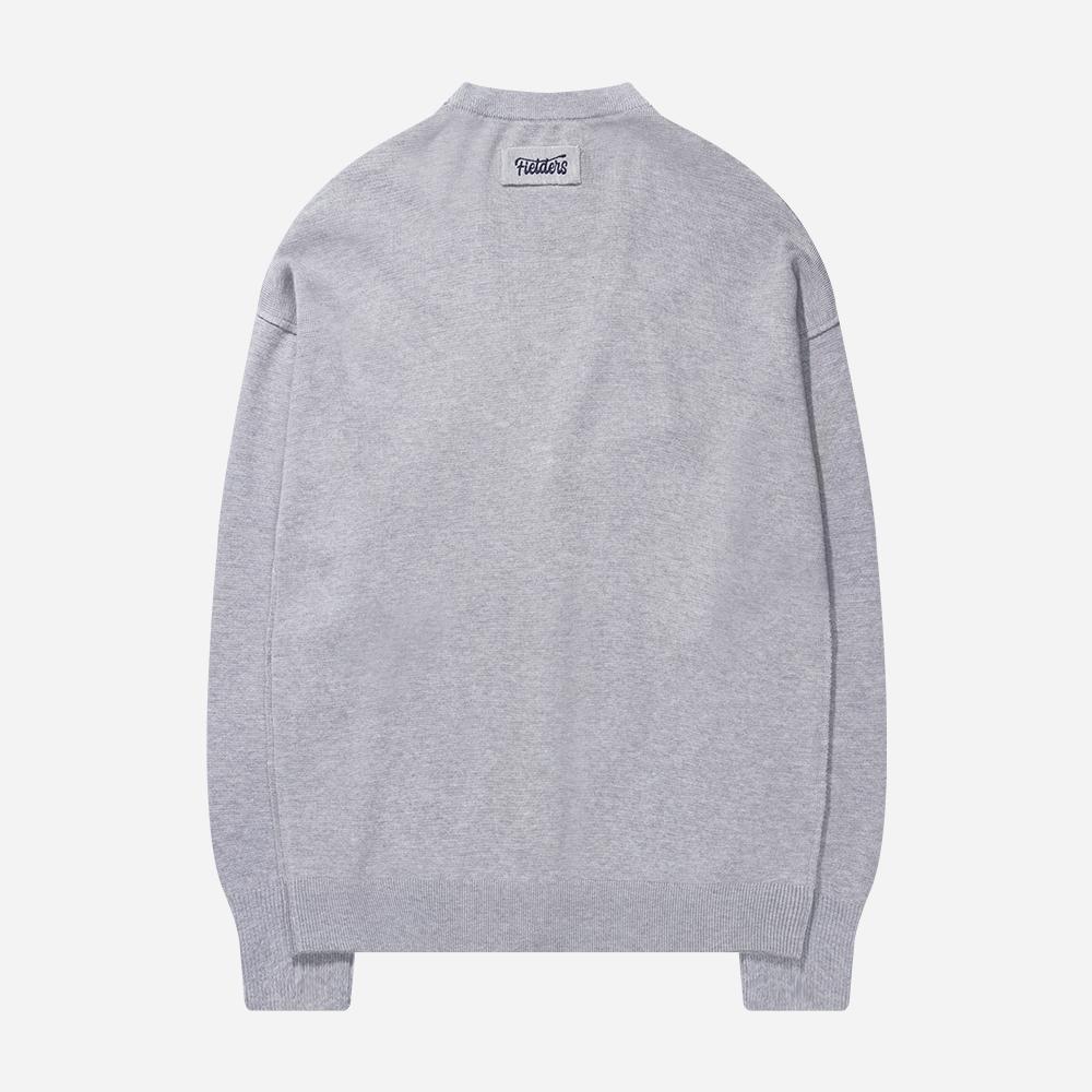 Fielders Back Point Logo V-Neck Oversized Cardigan Gray