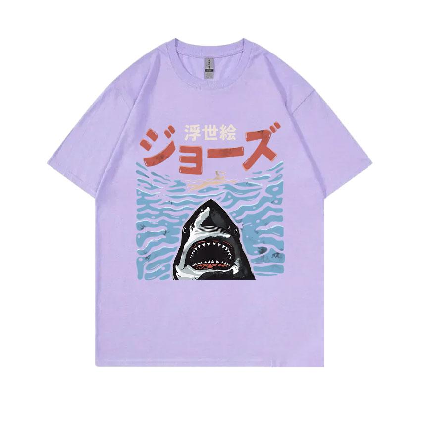 Japanese Vintage Shark Week Funny Meme Tshirt Men Women Fashion Casual Oversized T Shirts Men's Pure Cotton Short Sleeve T-shirt