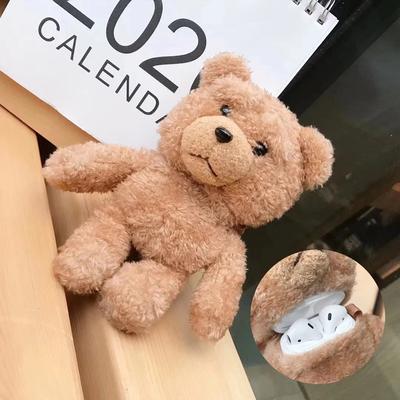 Plush 3D Brown Bear Case Cover Cute Winter Cartoon Case Cover for Air Pods Headphone Accessories