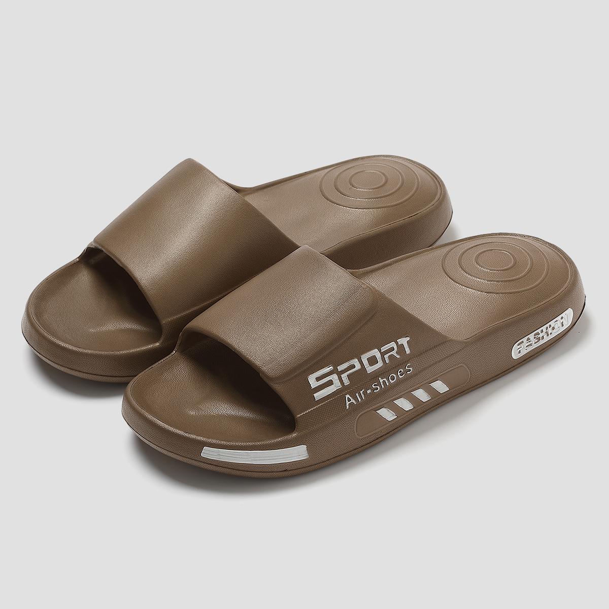 

Большие размеры 48-49, летние мужские тапочки с буквенным принтом, с открытым носком, подошва EVA, шлепанцы для отдыха на открытом воздухе, мужские пляжные шлепанцы на плоской подошве 48-49