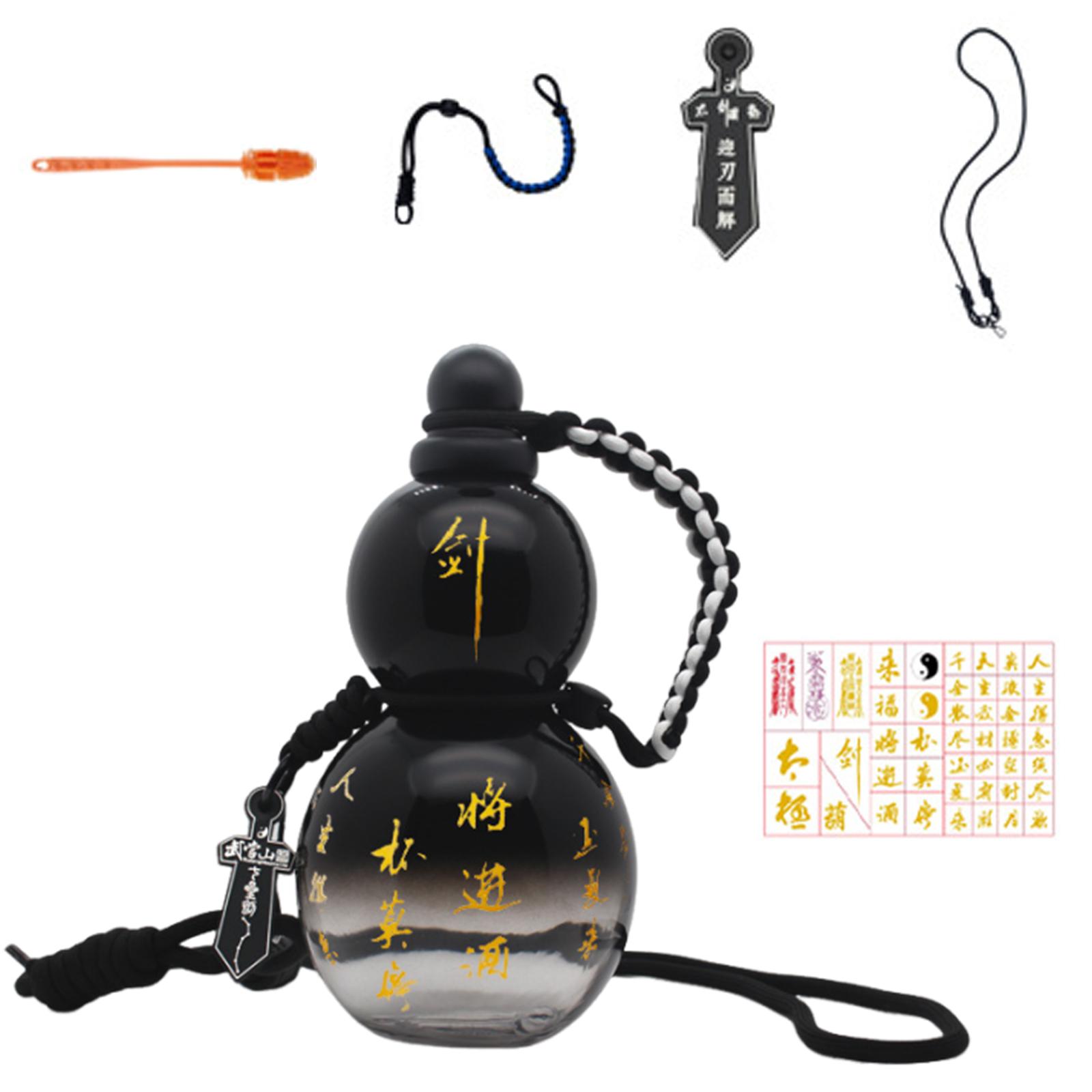 

800ml Gourd Travel Water Bottle with Strap Unique Sports Water Bottles Large Capacity Water Kettle Easy to Use чёрный