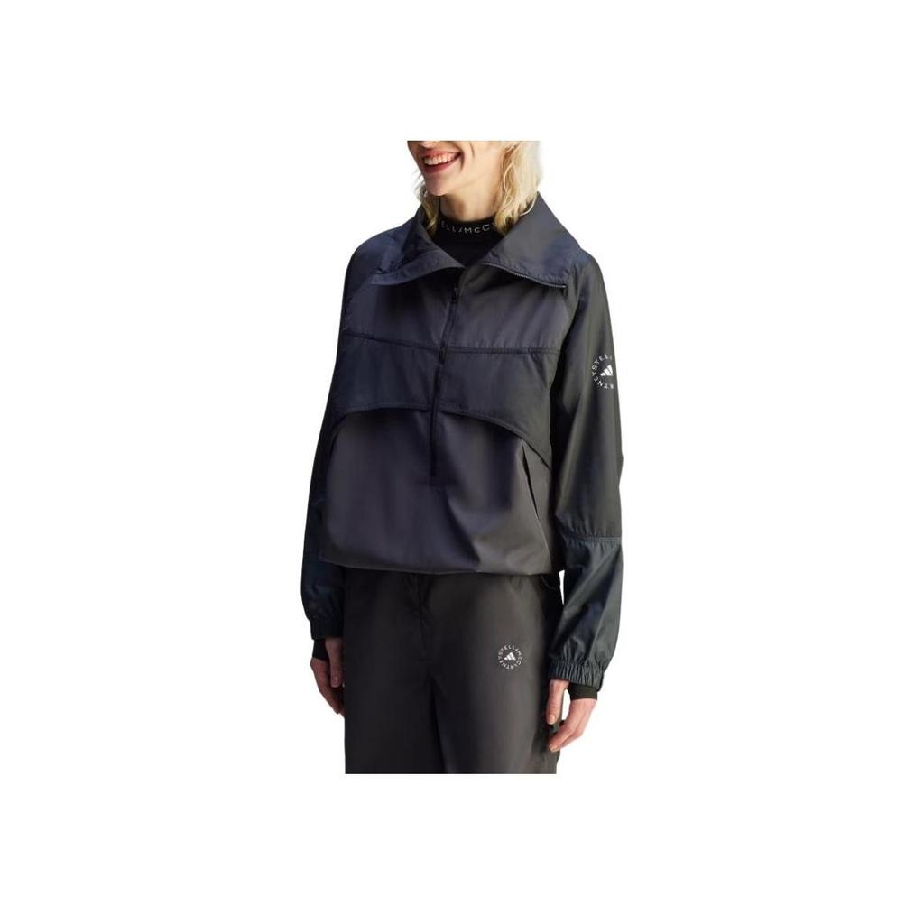 Adidas X Stella McCartney Solid Color Stand Collar Half Zip Loose Long Sleeve Jacket Women Jackets Black JG1066