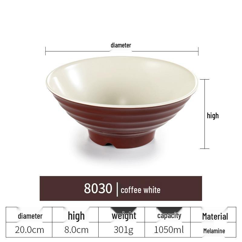 Net Celebrity Melamine Ramen Bowl: Two-Tone Creative Design, Large, Ideal for Mala Tang and Rice Noodles