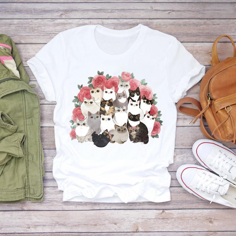 Women Cartoon Dog Tshirts Funny Face Animal Casual Pet Love Fashion Print Lady T-Shirts Top Womens Graphic Female T-Shirt