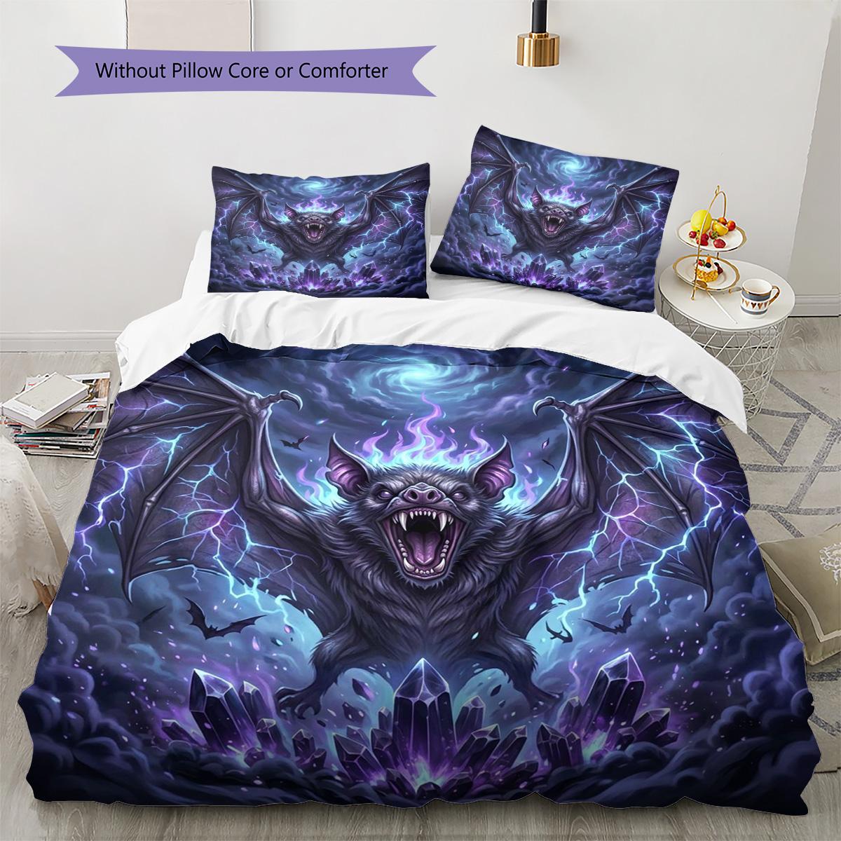 

Bat Pattern Bedding Quilt Set Quilt Cover Pillowcase Home Decoration Birthday Gift (1 * duvet cover + 2 * pillowcase, without core) 135x200cm