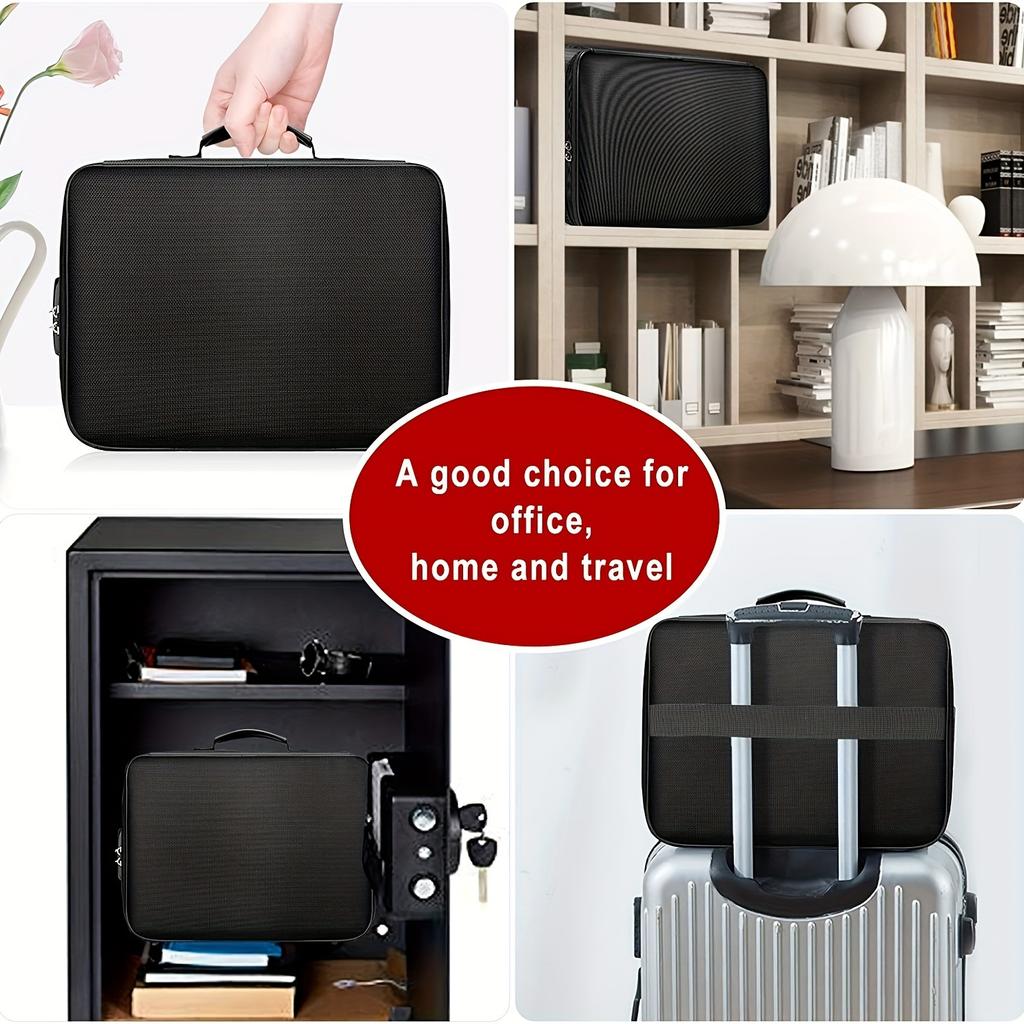 1pc Fireproof & Waterproof File Organizer with Combination Lock - 3-Layer Portable Document Storage Box for Laptop, Certificates