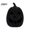 Gothic Home Decoration Halloween Pumpkin Figurine, Black Resin Spooky Face Sculpture, Matte Statue Tabletop Centerpiece for Table Mantel Fireplace