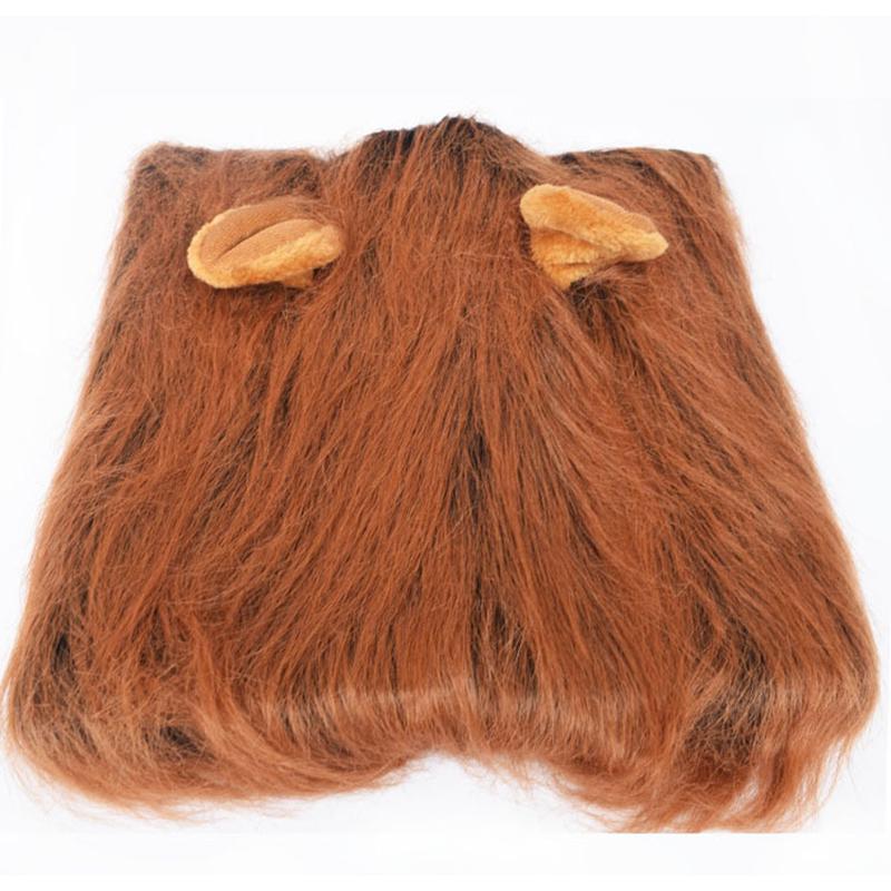 

Fancy Costume Pet Lion Mane Wig Cat Dog Halloween Sandaclothes Cosplay Up Dress DarkBrownEars